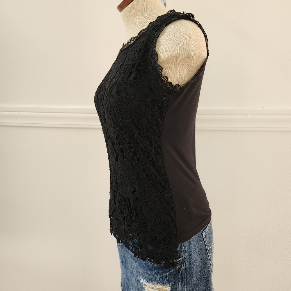 Face &Face embroidery Lace Tank Top Elegant Crew Neck - Picture 7 of 10
